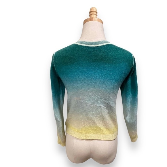 Paychi Guh Watercolor Green Yellow Worsted Cashmere Sweater Size XS - Picture 7 of 12